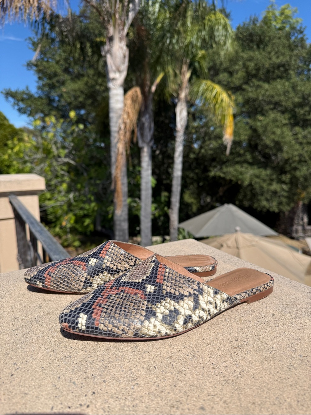 Madewell Snake-Print Slip-On Mules - Neutral Multi